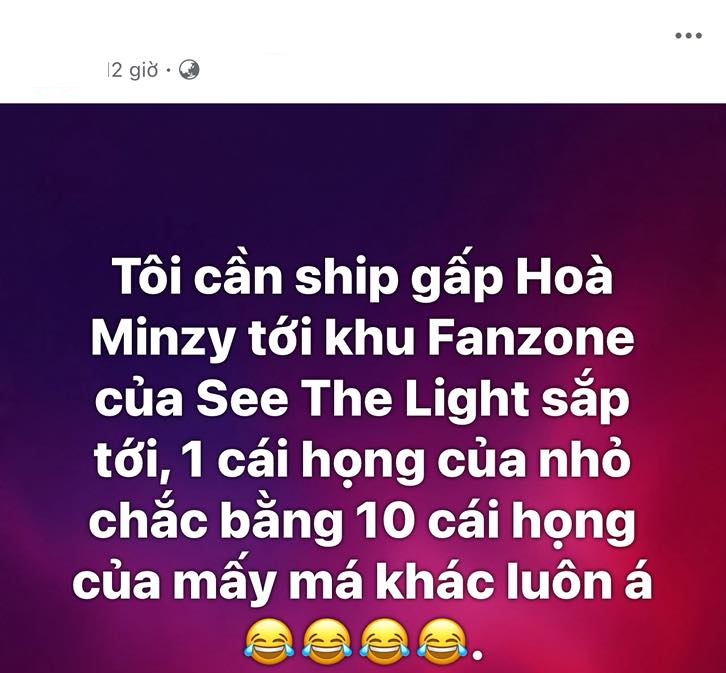 Fan muốn ship Hòa Minzy đến khu vực fanzone